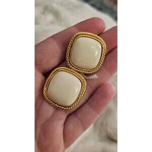 PEP Square Bauble Style Clip On Earrings Signed